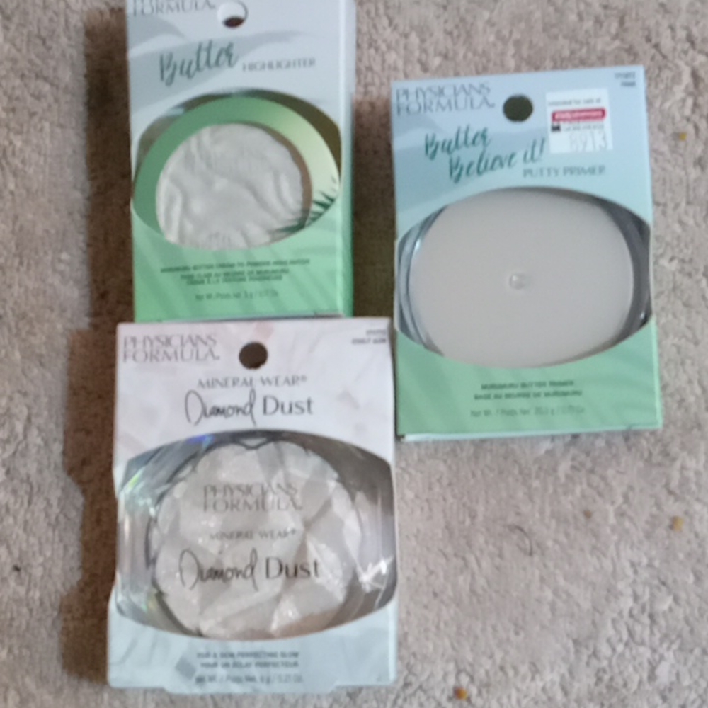 Physicians Formula Diamond Dust highlighter, Butter Highlighter & Putty Primer